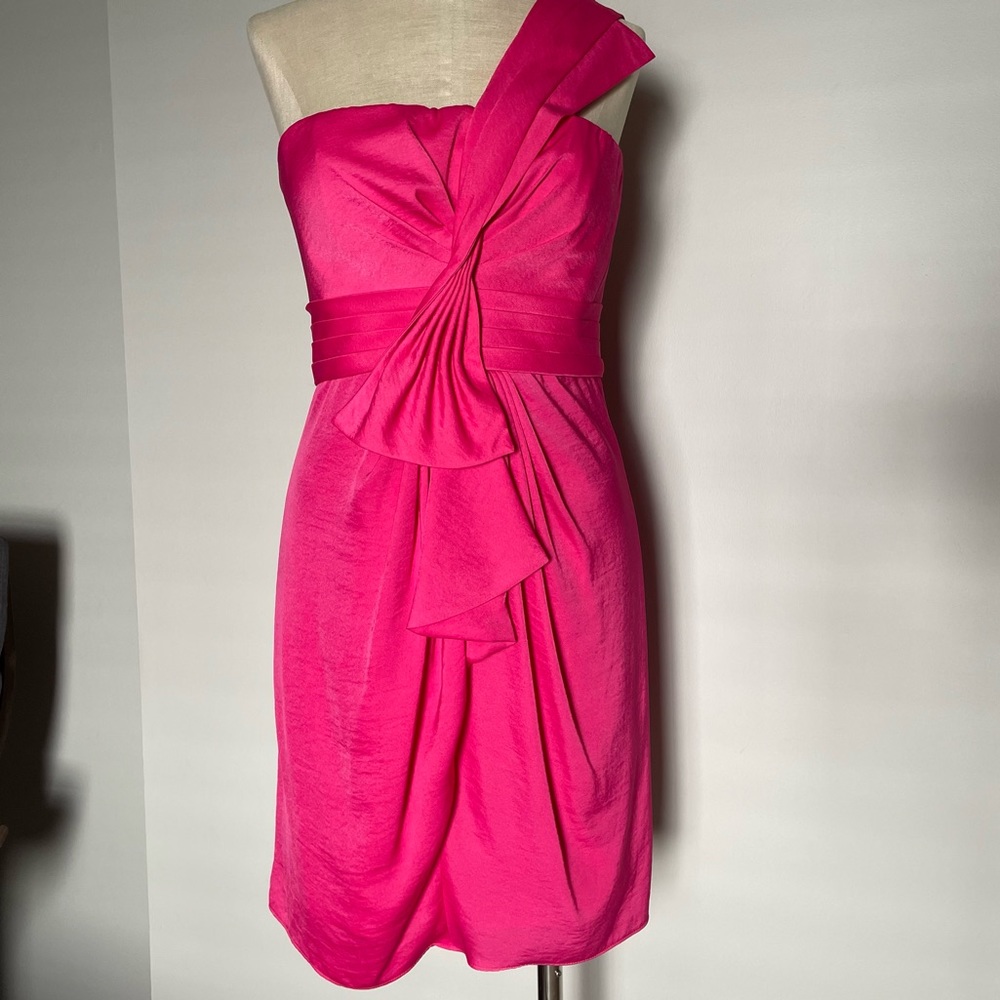 BCBGMaxAzria Vibrant Fuchsia One-Shoulder Cocktail Dress